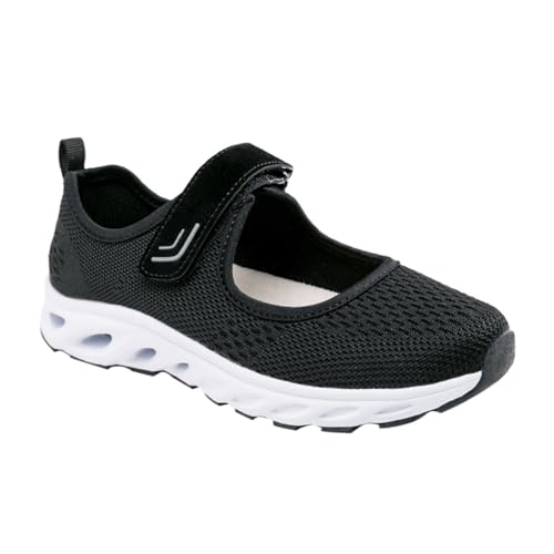 Gatuida Atmungsaktive Damen Sneaker mit Flexiblem Md sohlenprofil Leichtes Mesh obermaterial Elastisch und Komfortabel für Mittlere Altersgruppen und Reisen Schwarzes Design von Gatuida