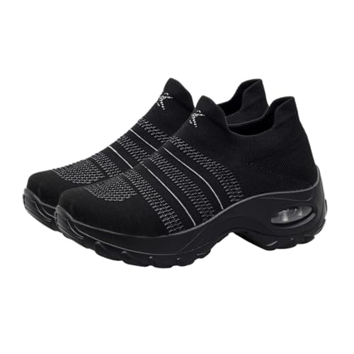 Gatuida Atmungsaktive Mesh Sneakers mit Dicker Sohle Leichte Sportschuhe für Herren und Damen Bequeme Daily Exercise Schuhe für Langes Gehen Schwarzes Ultraleichtes Freizeit von Gatuida