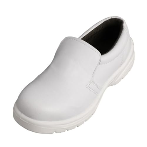 Gatuida Atmungsaktive Weiße Arbeitsschuhe mit Staub und Antistatikschutz rutschfest und Robust Sicherheitsschuhe für Baustelle Gewerbe und Werkstatt Herren und Damen von Gatuida