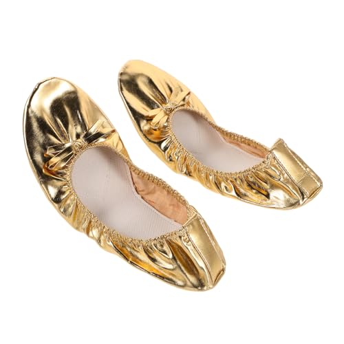 Gatuida Ballet Flats für Damen Weiche Elastische Split Sole Tanzschuhe für Bauchtanz und Yoga Leichte Goldfarbene Ballettschläppchen mit Schützendem Stoßabsorbierendem Soft Sole Design von Gatuida