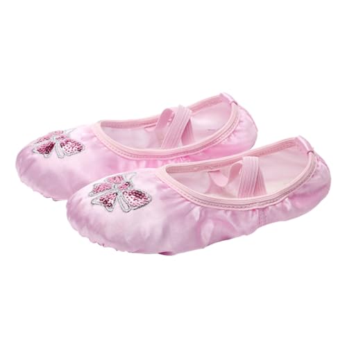 Gatuida Ballettschuhe Mädchen Satin mit Stickerei und Pailletten rutschfeste Geteilte Ledersohle Elastisch für Tanz und Bewegung Rosa Atmungsaktiv und Angenehm von Gatuida