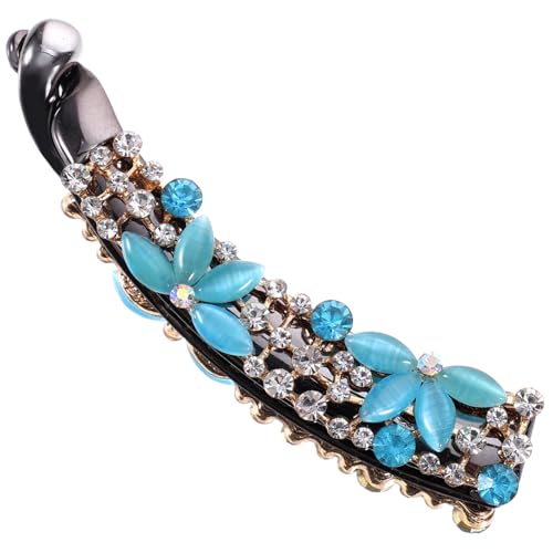 Gatuida Bananen Haarclip mit Strasssteinen für Dünnes Haar Eleganter Haarklammer Pferdeschwanzhalter Dekorative Haarklammer Damen Stabiler Haarhalter für Alltag und Besondere Anlässe von Gatuida