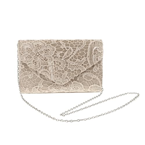 Gatuida Banquet Clutch Bag mit Spitzenmuster Satin Handtasche Damen Abendtasche für Party Bankett Geburtstag Apricot Farbe Kompakt und Stilvoll für Formelle Anlässe von Gatuida