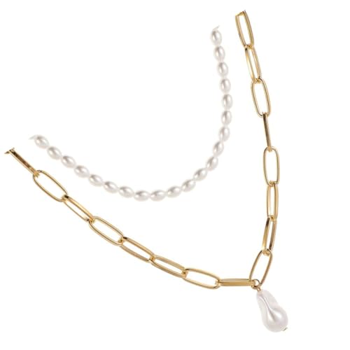 Gatuida Ketten Perlen Halskette Frauen Schlüsselbeinkette Vintage Perlenkette Anhänger Legierung Halsketten von Gatuida