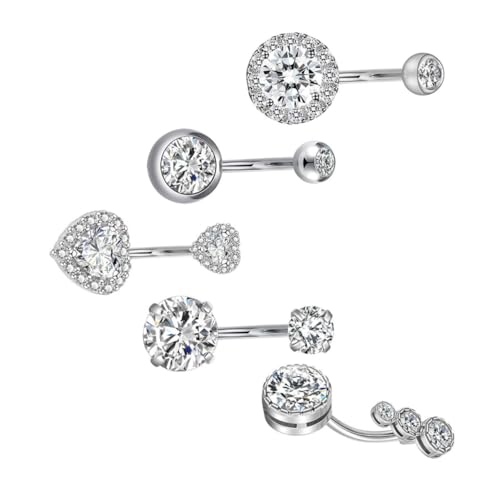 Gatuida Bauchnabelpiercing mit Zirkonia Modisches Nabelring Schmuckset für Damen Komfortabel Glänzend und für Party und Alltagslook von Gatuida
