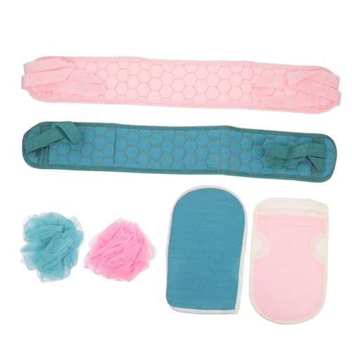 Gatuida Baumwollfaser Badetuch Set mit Peelinghandschuhen und Rückenreinigern Hautfreundlich Langlebig Praktische Badeserie für Gründliche Körperreinigung und Sanftes Peeling von Gatuida