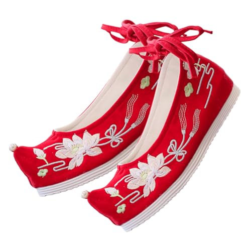 Gatuida Bestickte Hanfu Schuhe Damen Frühling Sommer Retro Wedges mit Verstecktem Keilabsatz Leichte rutschfeste Gummisohle Traditionelle Chinesische Brautschuhe Modische Freizeit von Gatuida