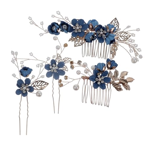 Gatuida Blauer Blumen Haarkamm für Braut Hochzeits Haarschmuck mit Haarnadel Eleganter Vintage Haarkamm für Frauen und Mädchen Geeignet für Brautjungfern und Festliche Anlässe von Gatuida