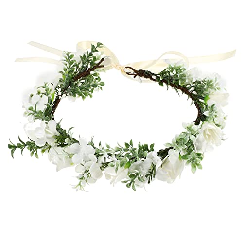 Gatuida Blumenkranz Stirnband für Damen Haaraccessoires für Hochzeiten Strandpartys und Fotoshootings Verstellbar und Passend für Jede Frisur von Gatuida