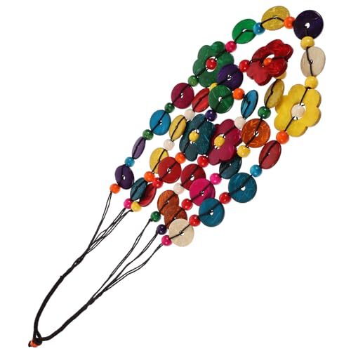 Gatuida Bohemia Mehrschichtige Halskette aus Kokosnussschale Bunt Vintage Gewebt mit Blumenanhänger Damen Schmuck für Alltag Party Geschenk Gatuida Bohemia Mehrschichtige Halskette aus Kokosnussschale Bunt Vintage Gewebt mit Blumenanhänger Damen Schmuck für Alltag Party Geschenk von Gatuida