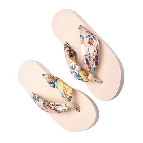 Gatuida Bohemia Style Casual Zehentrenner Damen Sandalen mit Dicker Rutschfester Sohle Modische Freizeit Slipper für Sommerstrand und Alltag Beige Xl von Gatuida