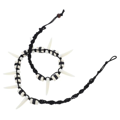 Gatuida Handgewebte Wolfskette für Männer Künstlicher Wolfszahn Anhänger Langlebig Boho Stil Modischer Herrenschmuck von Gatuida