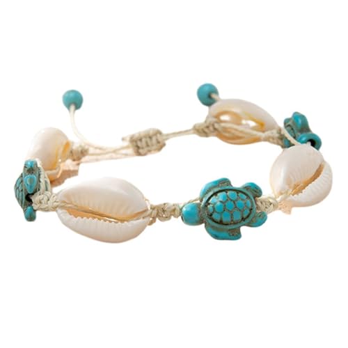 Gatuida Boho Muschel Fußkettchen Damen mit Schildkrötenanhänger Verstellbares Strand Schmuck Accessoire für Sommerurlaub und Lässige Outfits Handgefertigt mit Maritimen Details von Gatuida