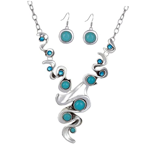 Gatuida Bohemian Stil Schmuckset Retro Türkis Halskette Und Ohrringe Damen Zarte Ohrringe Für Jeden Anlass Vintage Ethno Design Geschenke Für Muttertag Hochzeit Weihnachten von Gatuida