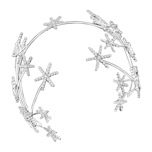 Gatuida Braut Tiara Haarreif mit Funkelnden Strasssteinen Weißes Sternen Hochzeitskopfschmuck Glamouröser Haarschmuck für Hochzeit Party und Festliche Anlässe von Gatuida