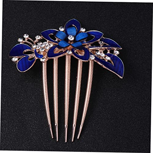 Gatuida Brauthaarkamm mit Blumenmotiv Kopfaccessoire für Hochzeiten und Besondere Anlässe Haarverzierung Dunkelblau für Damen von Gatuida