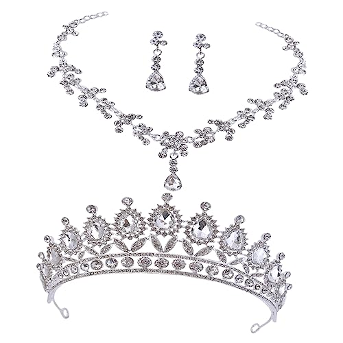 Gatuida Brautschmuck Set Teilig mit Diadem Halskette und Ohrringen Funkelndes Strass Haarschmuck für Braut und Brautjungfern Leicht und Komfortabel für Hochzeit und Festliche Anlässe von Gatuida