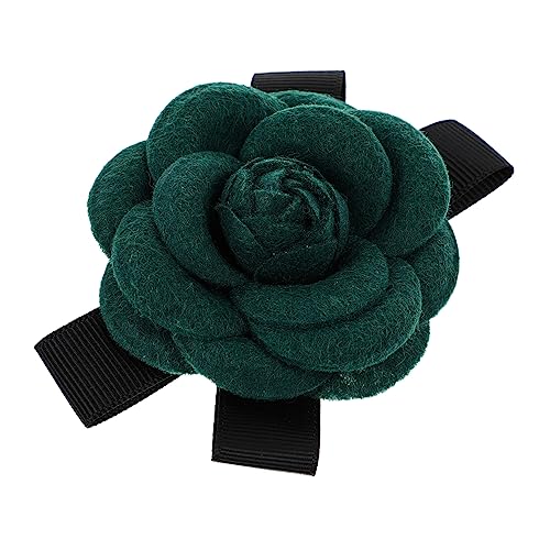 Gatuida Brosche Damen Schleifenform Stoffblume Anstecknadel Hochzeitscorsage für Kleid Pullover Schal Vintage Stil Schmuck Zubehör Dunkelgrün von Gatuida