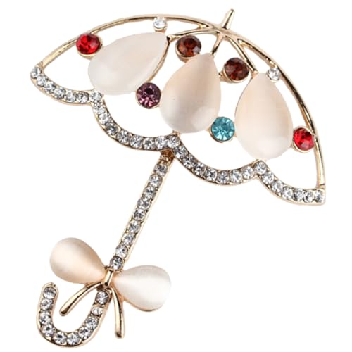 Gatuida Brosche Regenschirm mit Strass Damen Anstecknadel für Kleidung und Hut Modisches Accessoire mit Funkelnden Kristallen Fest Sitzender Pin Geschenkidee für Zufällige Farbe von Gatuida