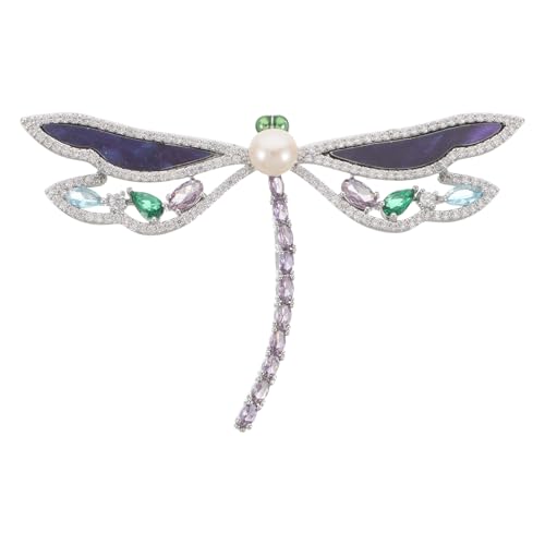 Gatuida Brosche mit Libelle und Strasssteinen – Anstecknadel mit Kristallinsekt – Tierbroschen, Schmuck für Anzüge, Schals, Kleider von Gatuida