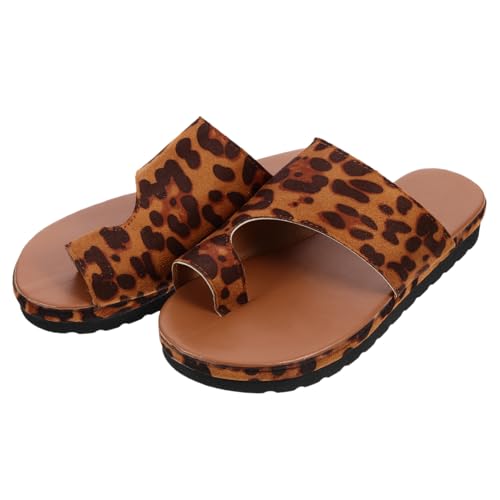Gatuida Bunion Sandalen Damen Sommer Atmungsaktive Leichte Freizeit Sommerschuhe mit Rutschfester Sohle Dickem Absatz Komfortabel und Schnell Trocknend Große Leopard von Gatuida
