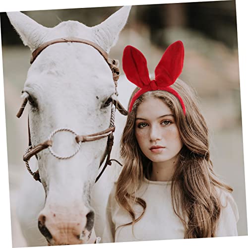 Gatuida Bunny Ears Stirnband Damen Plüsch Haarreif mit Großer Schleife Rot Weiches Kaninchen Ohr Haarband für Alltag Party Ostern und Festliche Anlässe von Gatuida