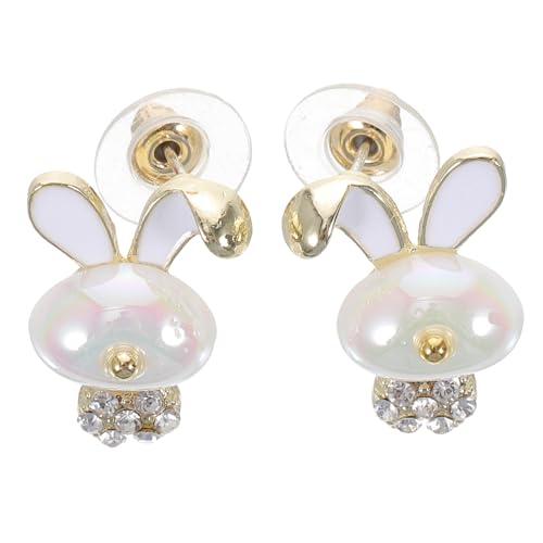 Gatuida Bunny Ohrringe für Damen mit Künstlicher Perle und Strass Leichte Ohrstecker in Hasenform Statement Perlenohrringe für Hochzeit Party und Alltag von Gatuida