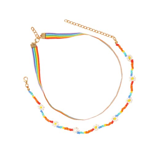 Gatuida Bunte Mehrlagige Reisperlen Halskette Damen Boho Choker Ethno Schmuck Sommer Strand Geschenk von Gatuida