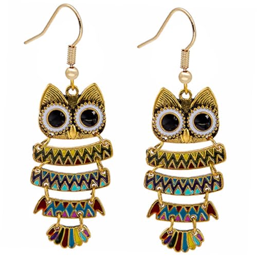 Gatuida Bunte Owl Ohrhänger für Damen Auffällige Tier Design Ohrringe Leichte Langlebige Ohrschmuck für Alltag Party für Frauen und Mädchen von Gatuida