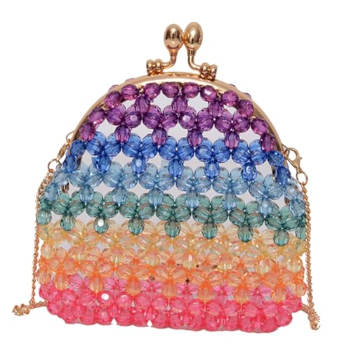 Gatuida Bunte Perlen handtasche Damen Umhängetasche Hohl Perlenbeutel Robuste Beaded Bag für Handy Geldbörse Schlüssel Make up Alltag von Gatuida