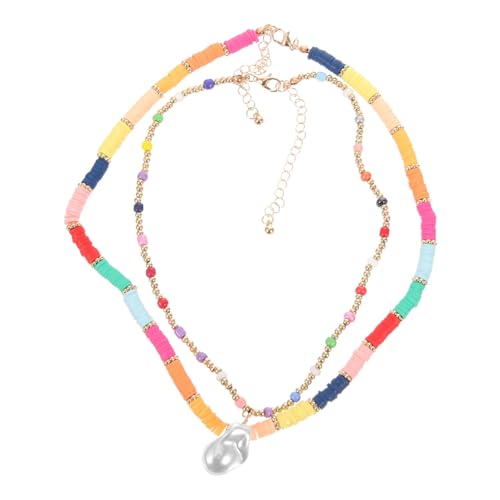 Gatuida Bunte Perlenkette Damen Verstellbare Doppelte Schicht Leichte Boho Halskette Modisches für Frauen und Teenager Vielseitiger Schmuck für Alltag und Festliche Anlässe von Gatuida