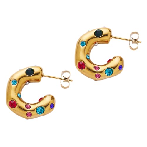 Gatuida Bunte Zirkonia Creolen Ohrringe Damen Klein Leicht Elegant Komfortabel Für Party Hochzeit Alltag von Gatuida