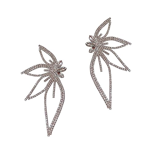 Gatuida Butterfly Wing Ohrringe für Damen Clip Ohrringe mit Strass Extravaganter Blüten Design Ohrschmuck für Partys und Anlässe Einfaches Anlegen Ohrstechen von Gatuida
