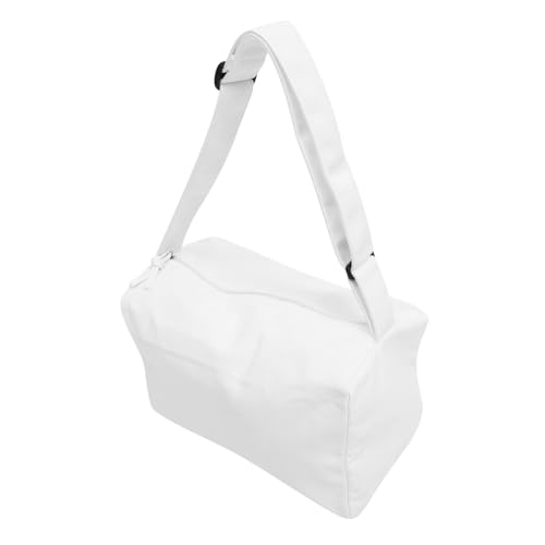 Gatuida Canvas Schultertasche Damen Große Kapazität Verstellbarer Tragegurt Leichte Umhängetasche für Schule Arbeit und Alltag Modischer Weißer Shopper mit Schlichtem Design von Gatuida