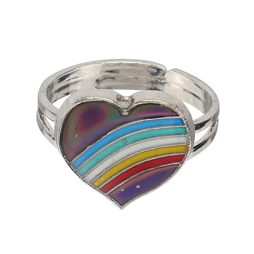 Gatuida Chic Thermochromer Herzring Damen Alloy Fingerring Stimmungsring Temperatur Farbwechsel Modisches Accessoire Langlebig und Komfortabel für Alltag und Party von Gatuida