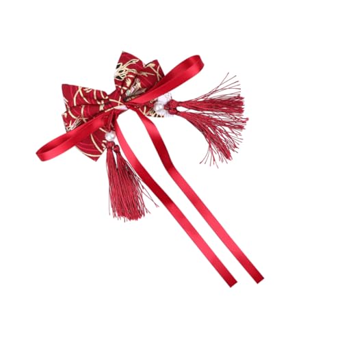 Gatuida Chinesischer Haarschmuck Mädchen Bowknot Haarclip mit Quaste Traditioneller Kopfschmuck für Neujahrsfest Handgefertigt Leicht Anzubringen Perfektes für Freunde von Gatuida