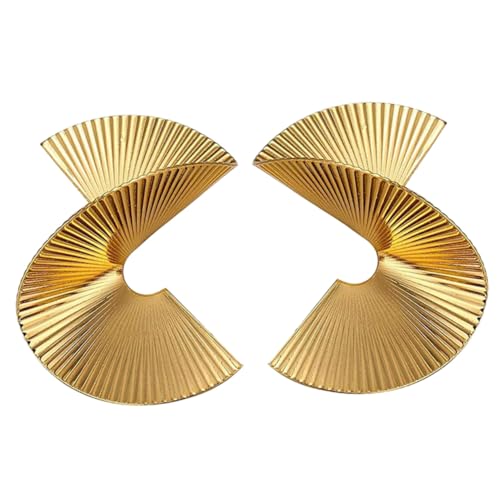 Gatuida Chunky Spiral Fan Ohrringe Gold Damen Statement Schmuck Leicht und Elegant für Geburtstag Hochzeit Party Alltag von Gatuida