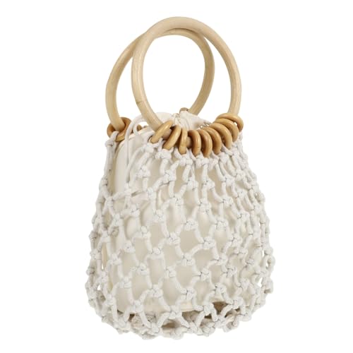 Gatuida Clutch Damen Baumwolle Netzbeutel mit Kordelzug Geflochtene Sommer Strandtasche Kleine Handgewebte Clutch für Alltag Party und Urlaub Leicht und Modisch von Gatuida