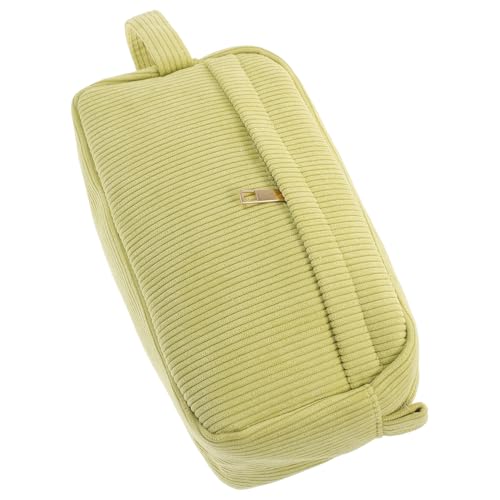 Gatuida Corduroy Travel Makeup Bag Zippered Large Capacity Cosmetic Organizer Handheld Pouch Grün Stylische Schminktasche für Damen Unterwegs und Zuhause von Gatuida