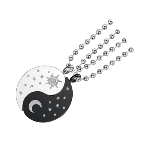 Gatuida Couple Stitching Pendant und Mond Design Freundschaftskette aus Titanstahl Partner Halskette als für und Freunde von Gatuida