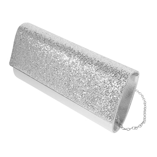 Gatuida Damen Abendtasche Silber mit Pailletten PU Handtasche für Hochzeit Party und Bankett Große Kapazität Clutch für Damen Stilvolle Festliche Abend Clutch von Gatuida