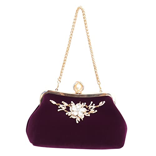 Gatuida Damen Abendtasche aus Plüsch mit Strasssteinen Kleine Clutch Handtasche für Bankett Party und Hochzeit Umhängetasche mit Kette von Gatuida