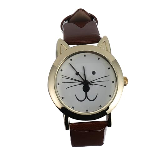 Gatuida Damen Armbanduhr mit Süßem Katzenmotiv Verstellbares PU Lederarmband Quarzuhr für Frauen Eleganter Look Bequemes Design Vielseitiges Accessoire für Alltag und Freizeit von Gatuida