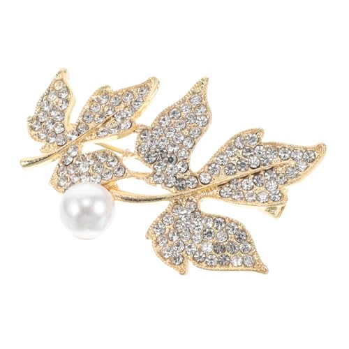 Gatuida Damen Brosche Perlen Sicherheitsnadel Doppelte Ahornblatt Anstecknadel Eleganter Clip für Pullover und Schals Schmuckaccessoire für Hochzeiten und von Gatuida