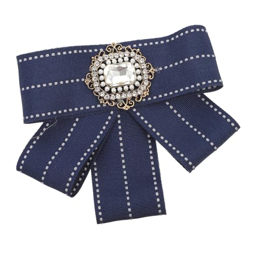 Gatuida Damen Brosche Schleifen Ribbon Bow mit Strass Anstecknadel Sicherheitsverschluss Bluse Brustpin für Business und Festliche Anlässe Marineblau von Gatuida
