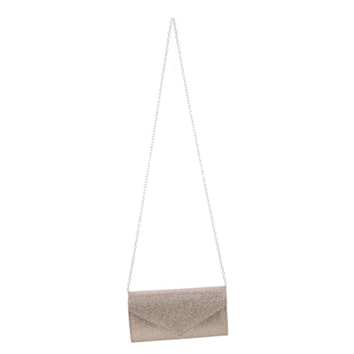 Gatuida Damen Clutch Handtasche Champagnerfarben Umschlag mit Kette Mini Schimmernde Abendtasche für Hochzeit Party Formelle Umhängetasche mit Geräumigem Innenfach von Gatuida