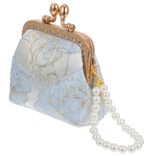 Gatuida Damen Clutch Handtasche mit Traditionellem Chinesischem Stoff und Perlenverzierung Leichte Kleine Umhängetasche für Hochzeit Abend Party und Formelle Anlässe Stilvolle Bestickte von Gatuida