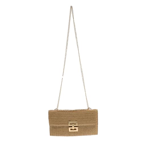 Gatuida Damen Clutch Tasche mit Kette Mehrschichtige Sommer Strandhandtasche aus Strohimitat Leichte Party Umhängetasche für Hochzeit Abendveranstaltung und Festliche Anlässe von Gatuida