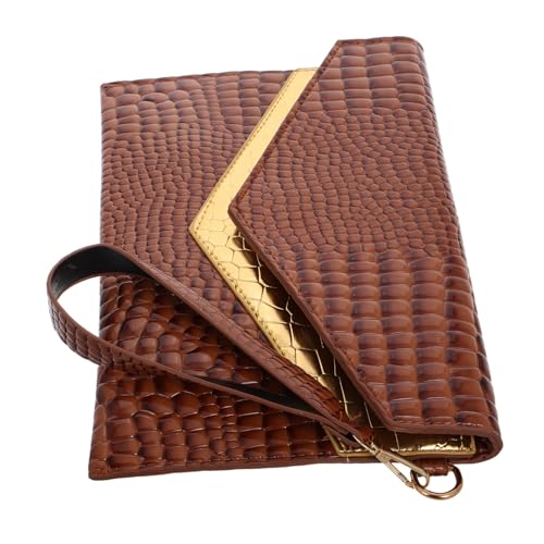 Gatuida Damen Envelope Clutch Handtasche aus PU Kunstleder Vintage Krokodilprägung Leichtgewichtige Abendtasche für Party und Alltag in Braun von Gatuida