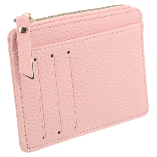 Gatuida Damen Geldbörse Ultradünn PU Portemonnaie mit Reißverschluss Kleines Kreditkartenetui Münzfach Leichte Geldtasche für Shopping und Outdoor Kompakt Tragbar Rosa von Gatuida
